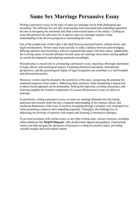 argumentatibo same sex marriage|Same Sex Marriage Argumentative Essay, with Outline .